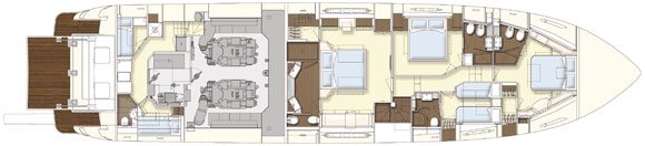 Ferretti 870 - lowerdeck layout diagram