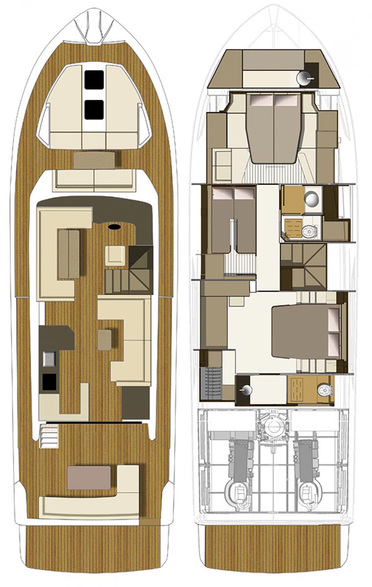 Cranchi Eco Trawler 53 LD layout diagram