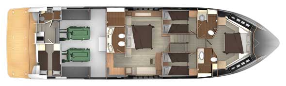 Absolute 72 Fly - Lower deck layout plans