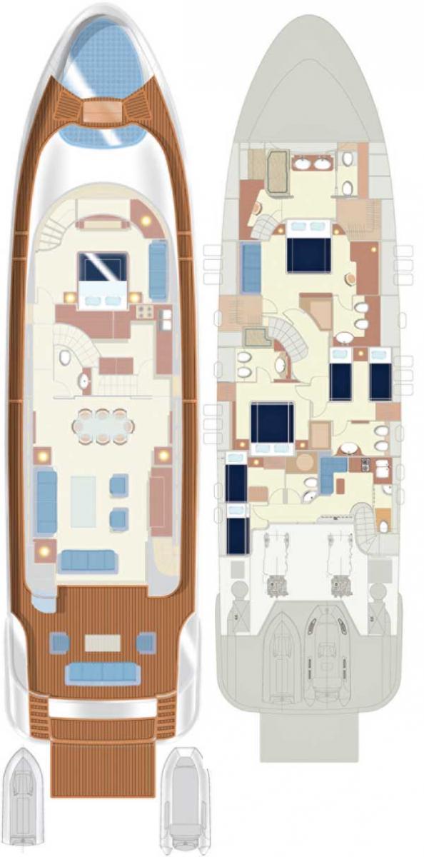 Filippetti Navetta 26 Upper and Lower Decks layout diagrams
