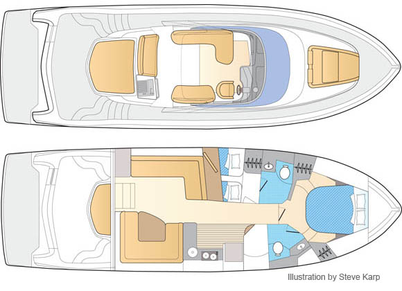 Carver 44 Sojourn layout diagram Illustration by Steve Karp