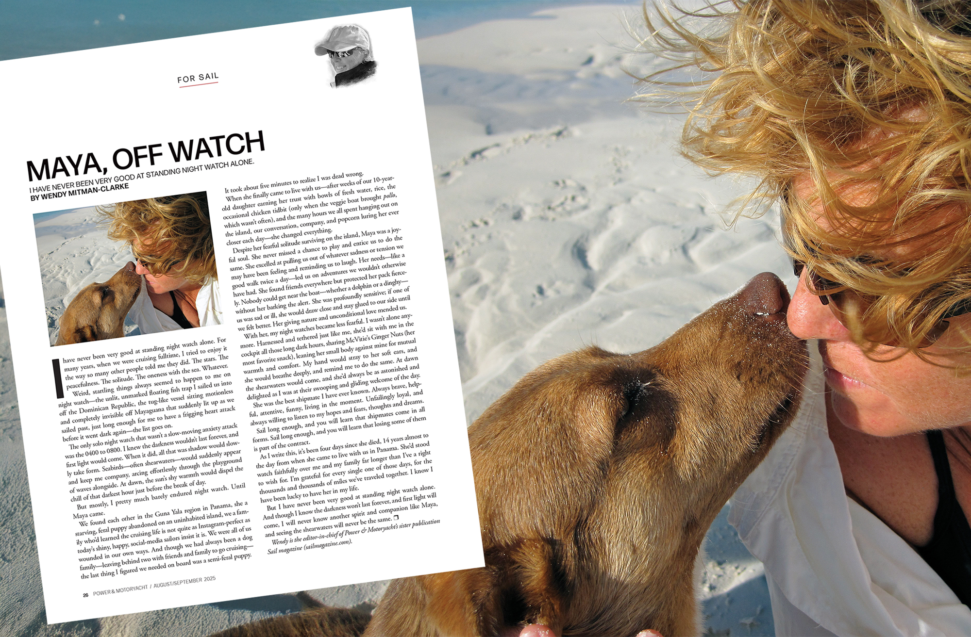 A woman with a dog on the beach