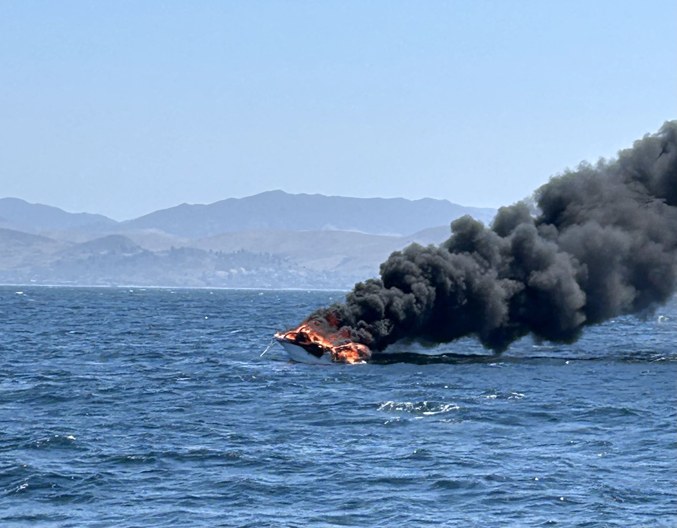 USCGFireRescue_250705-G-G2011-1002 Boat on fire off Cayucos