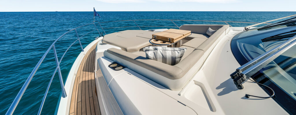 Bow seating on a luxury yacht