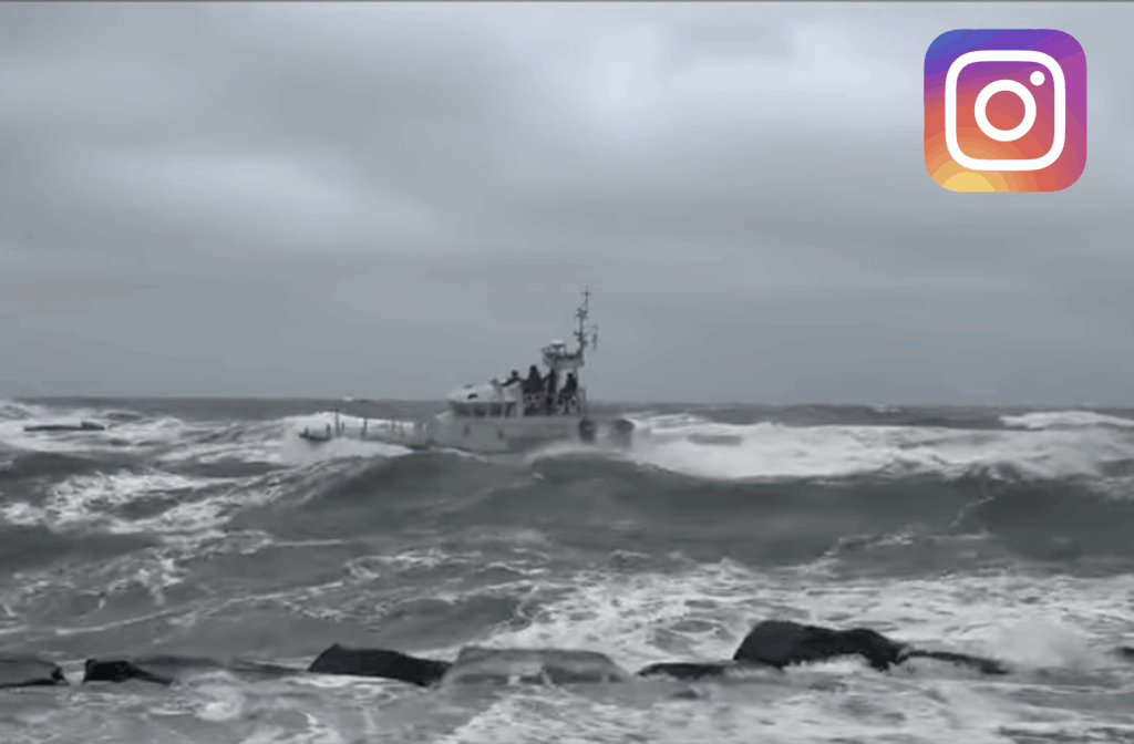 Coast Guard ship in rough waters