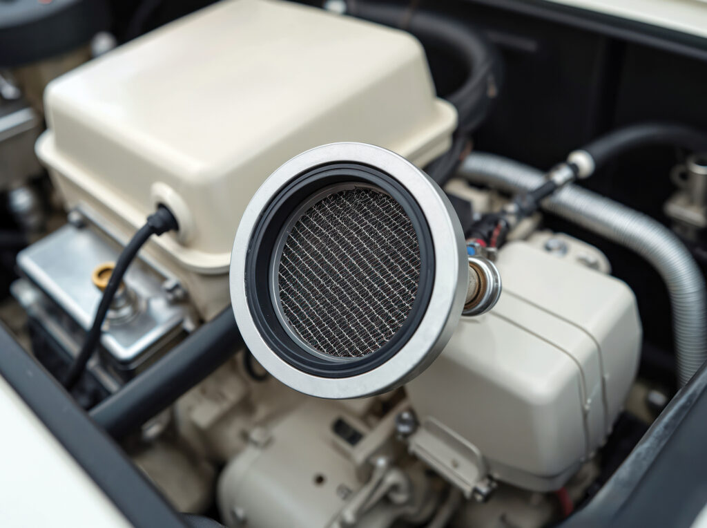 New air filter installed marine diesel engine. 