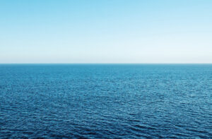 High view over an ocean horizon on a clear day