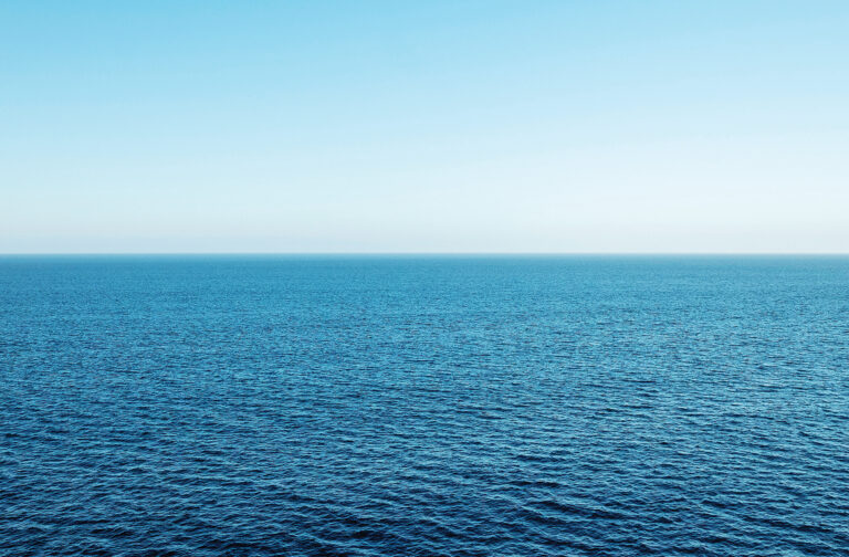 High view over an ocean horizon on a clear day