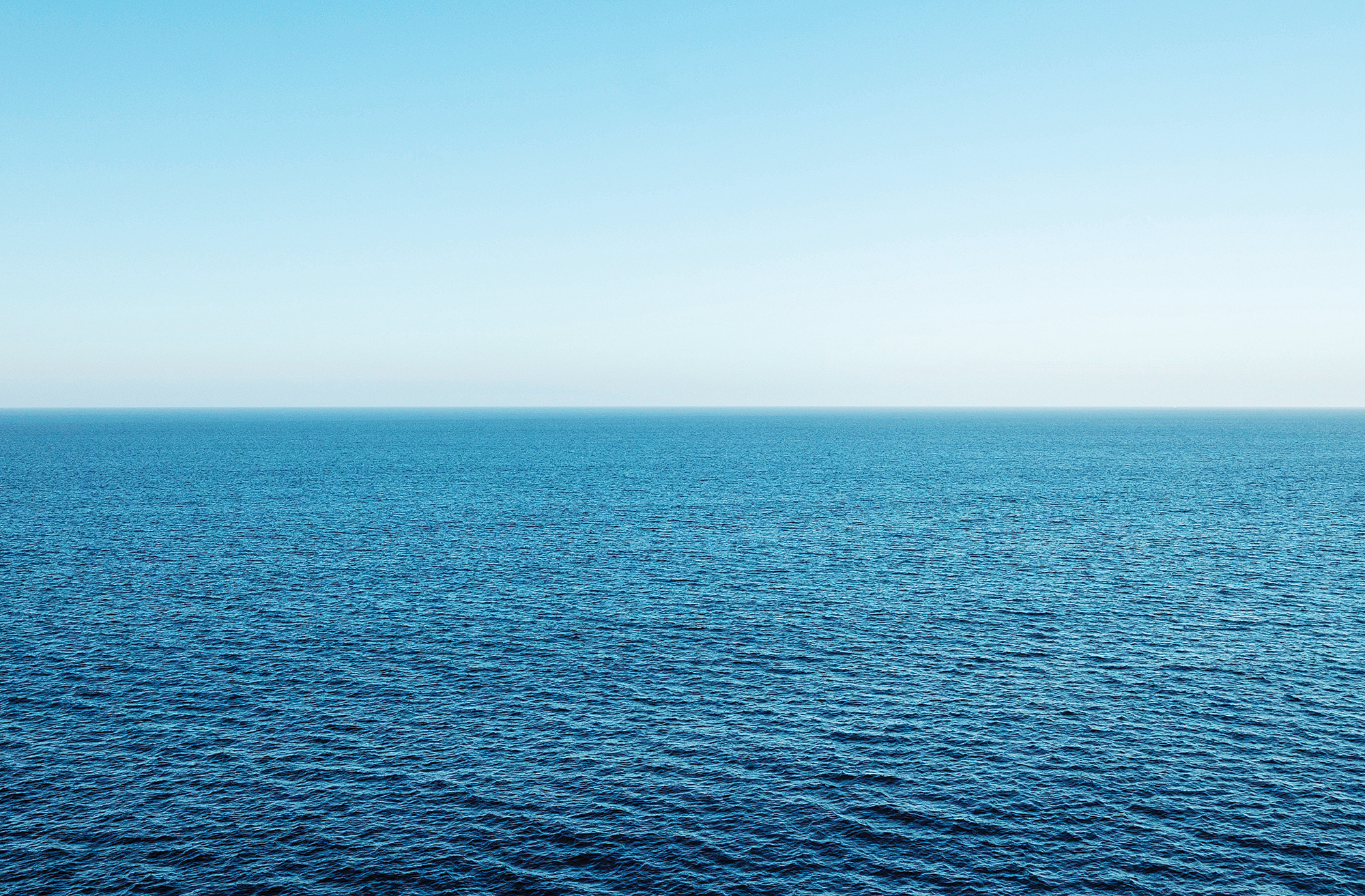 High view over an ocean horizon on a clear day