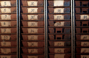 part of an old-fashioned punch clock of a former factory