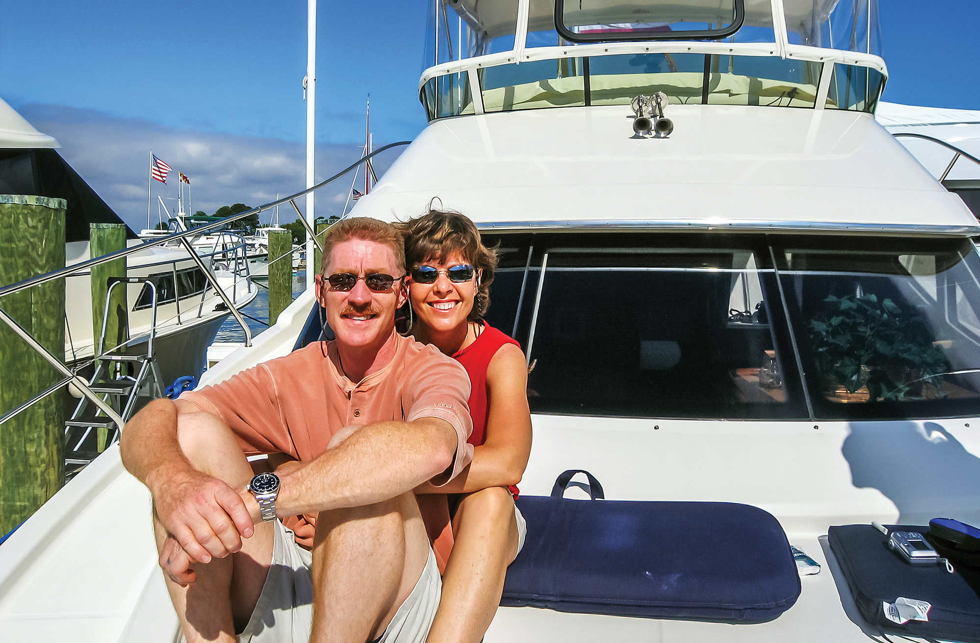 A man and a woman on a boat