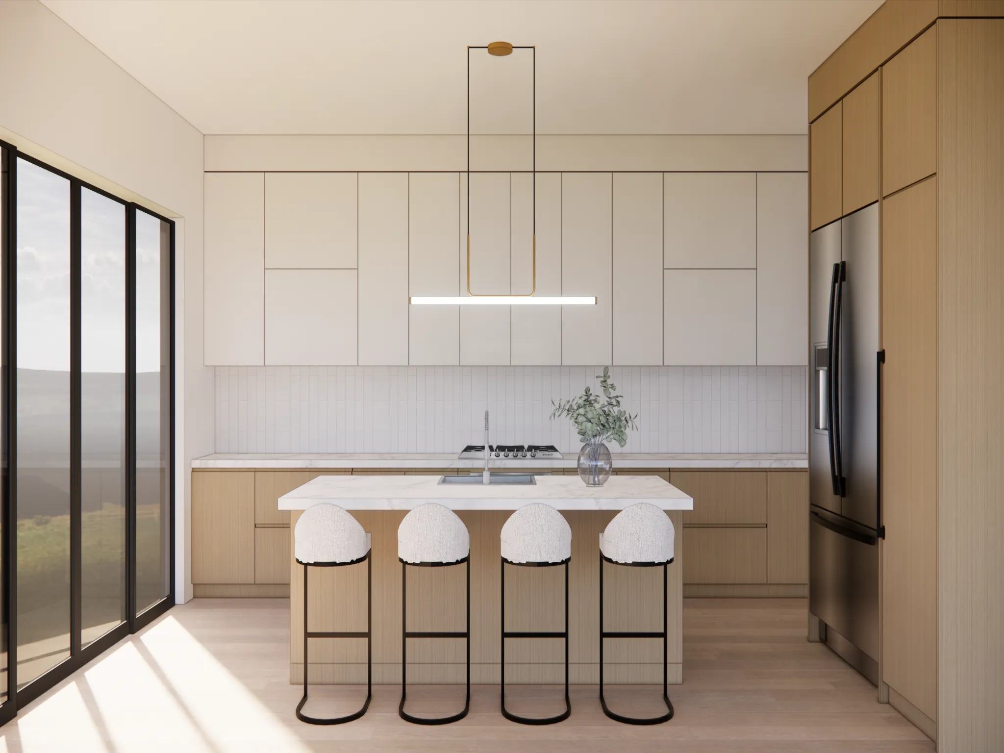 kitchen with large island and lots of custom cabinetry