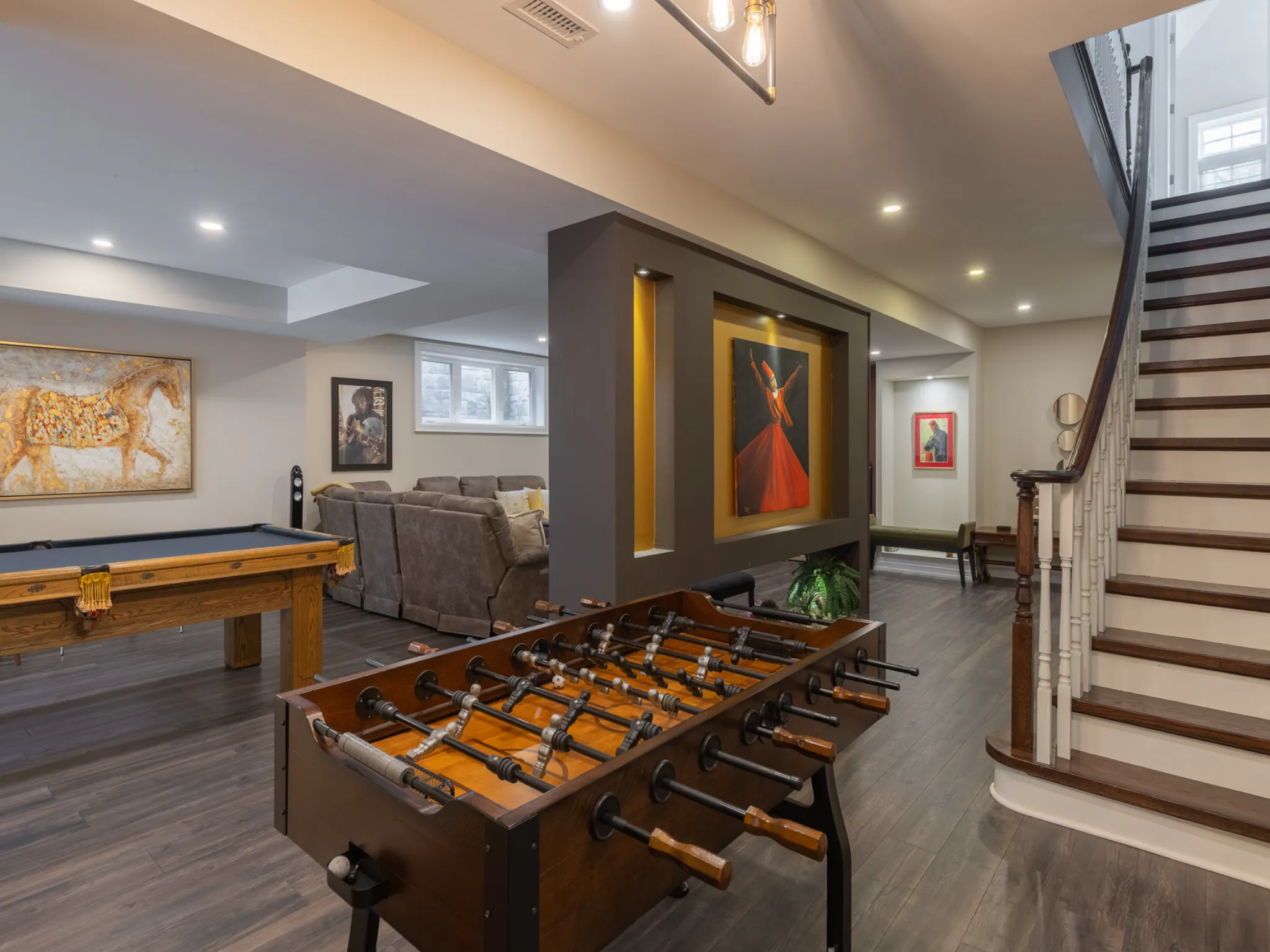 lower level with games room - billiards table in the back