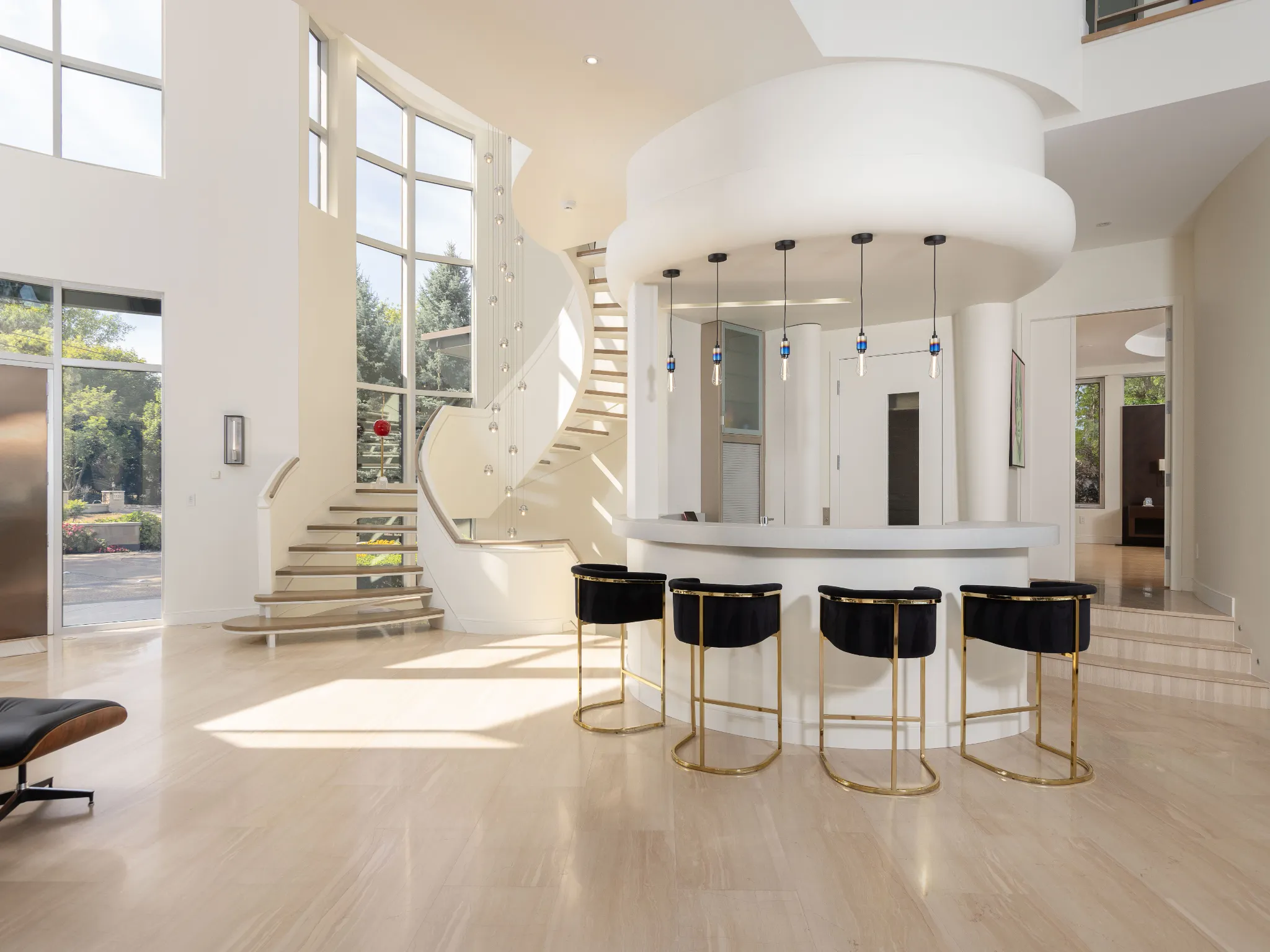 front foyer with bar and seating