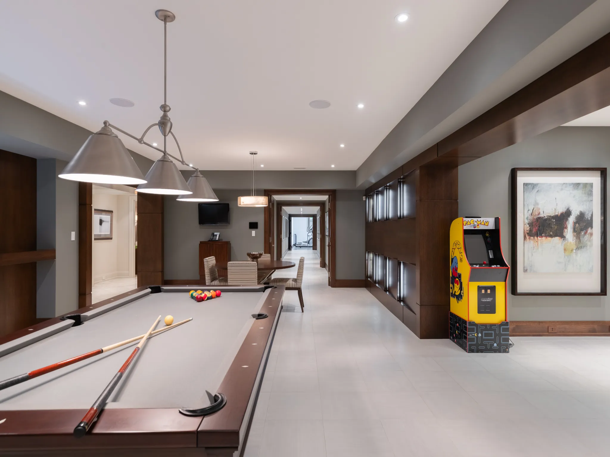 lower level with billiards table