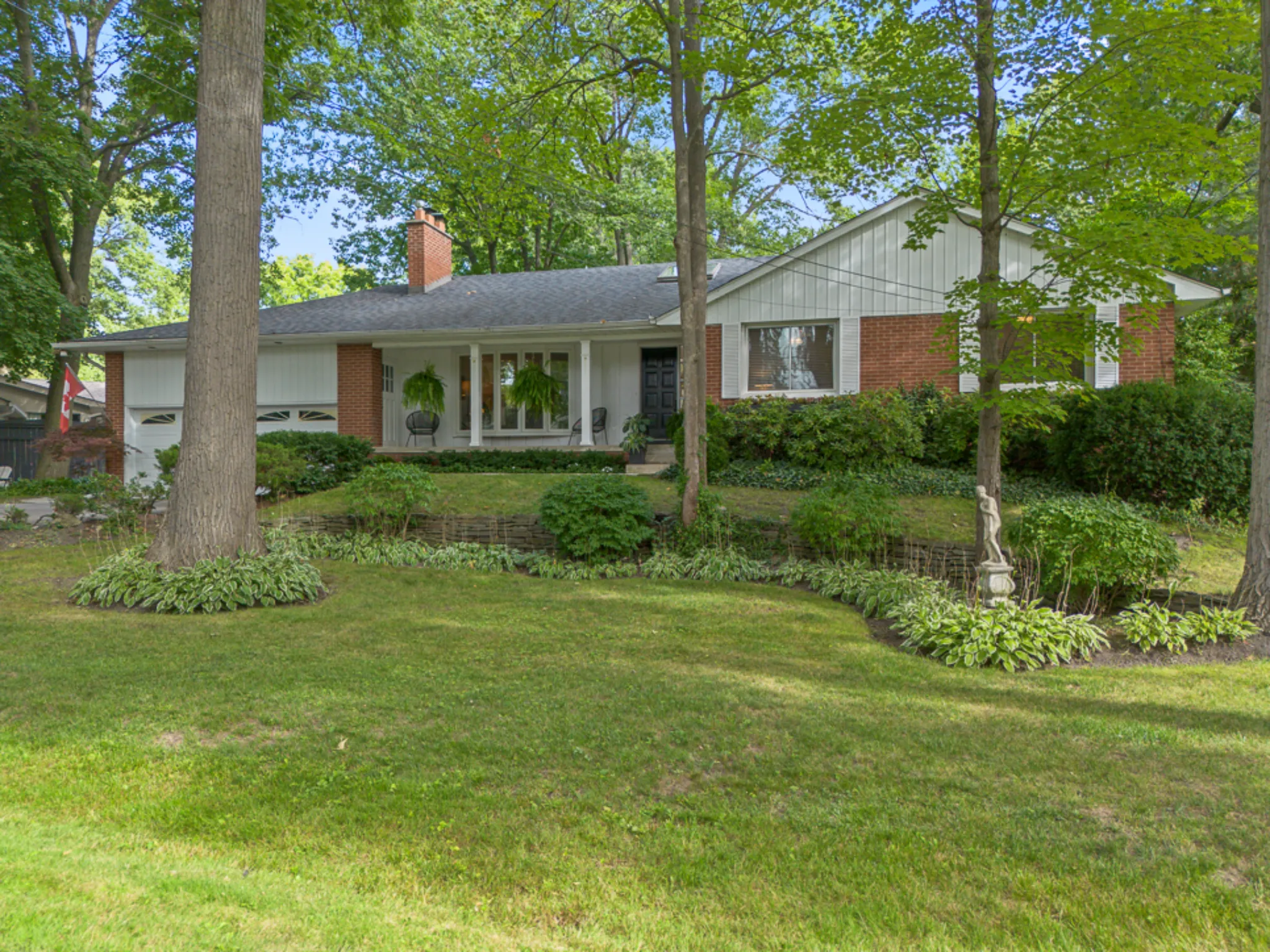 exterior front bungalow large trees