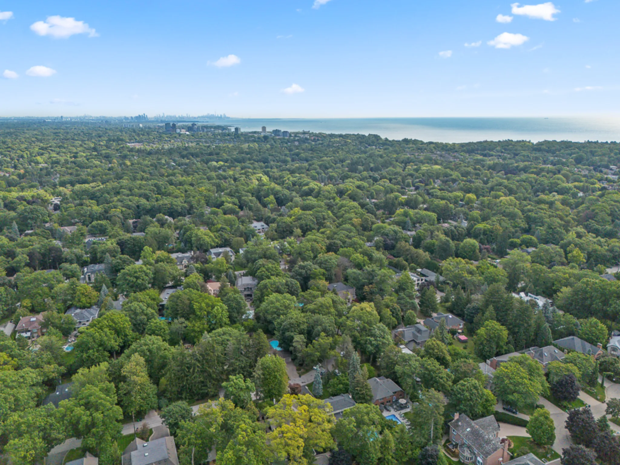 beautiful view of the horizon showing the trees and lake ontario