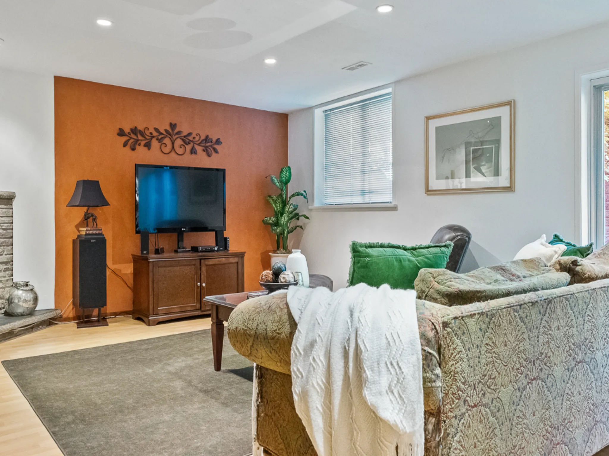 lower level with large windows