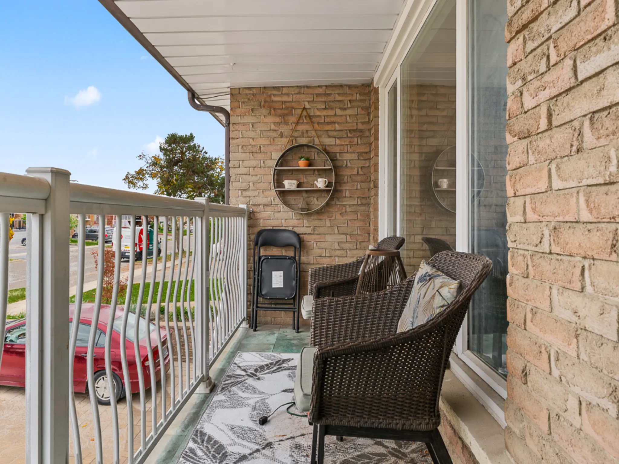 balcony with seating and glass doors leading inside