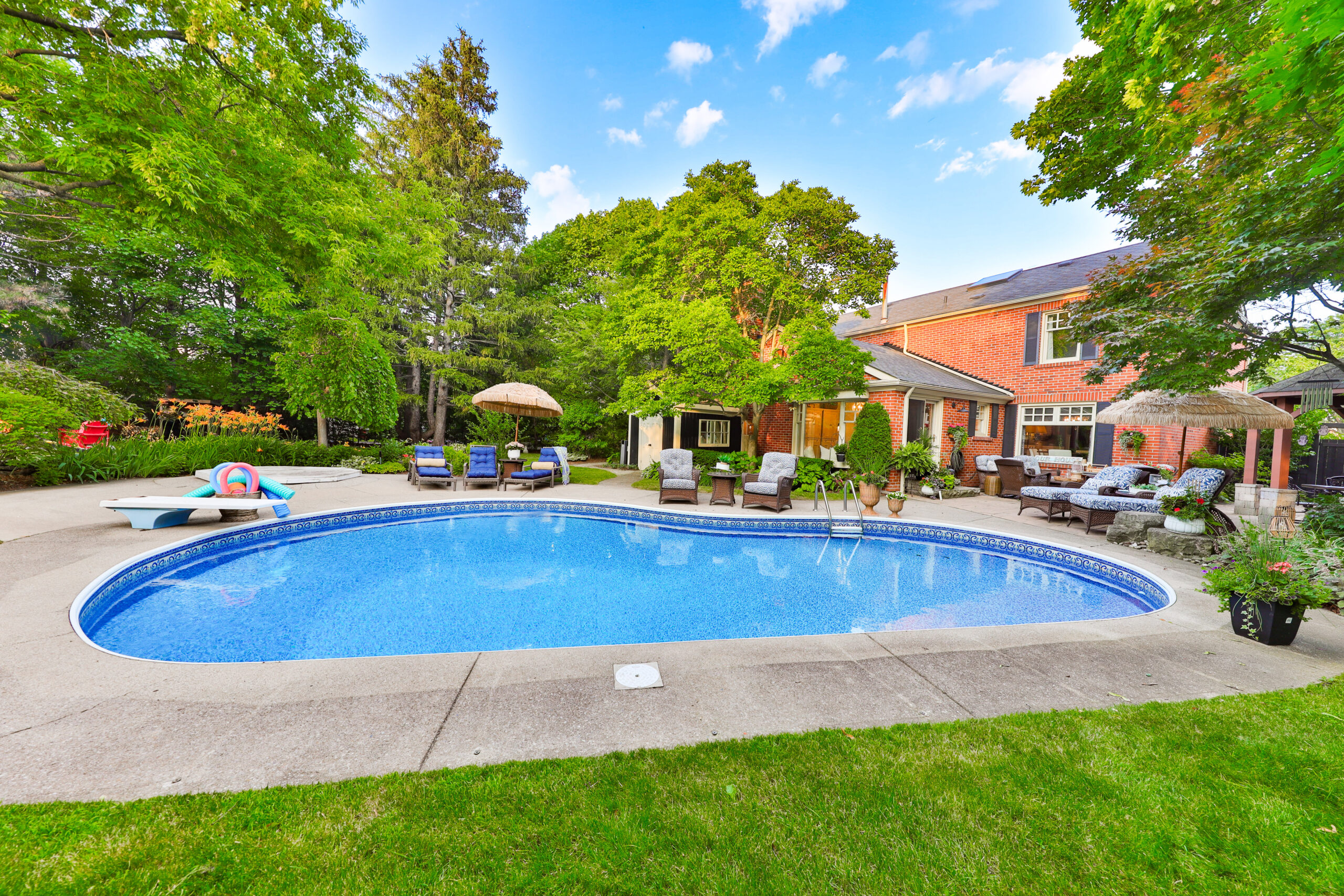 view of back of house with pool