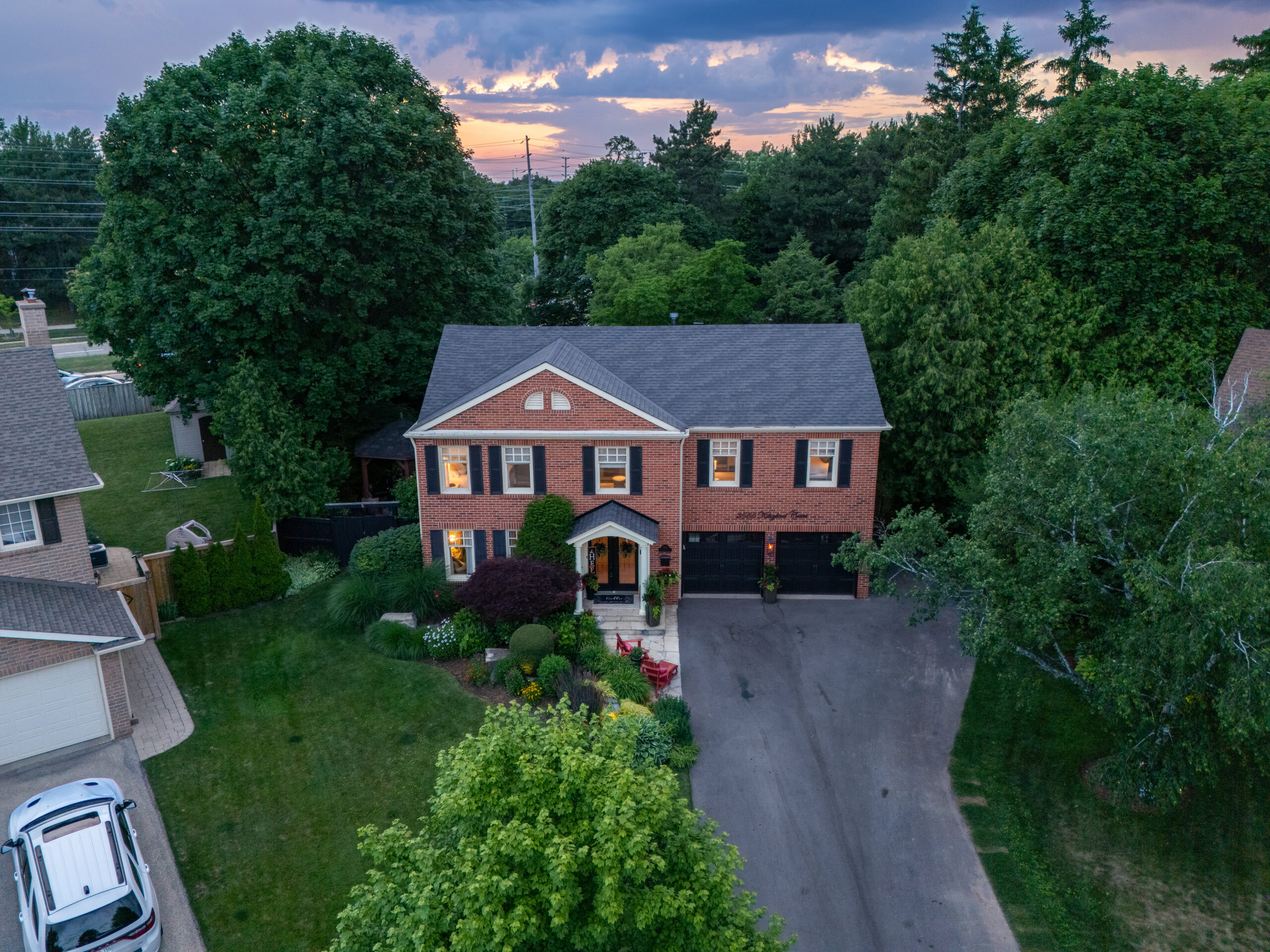 Night aerial photo of the house showing size of property