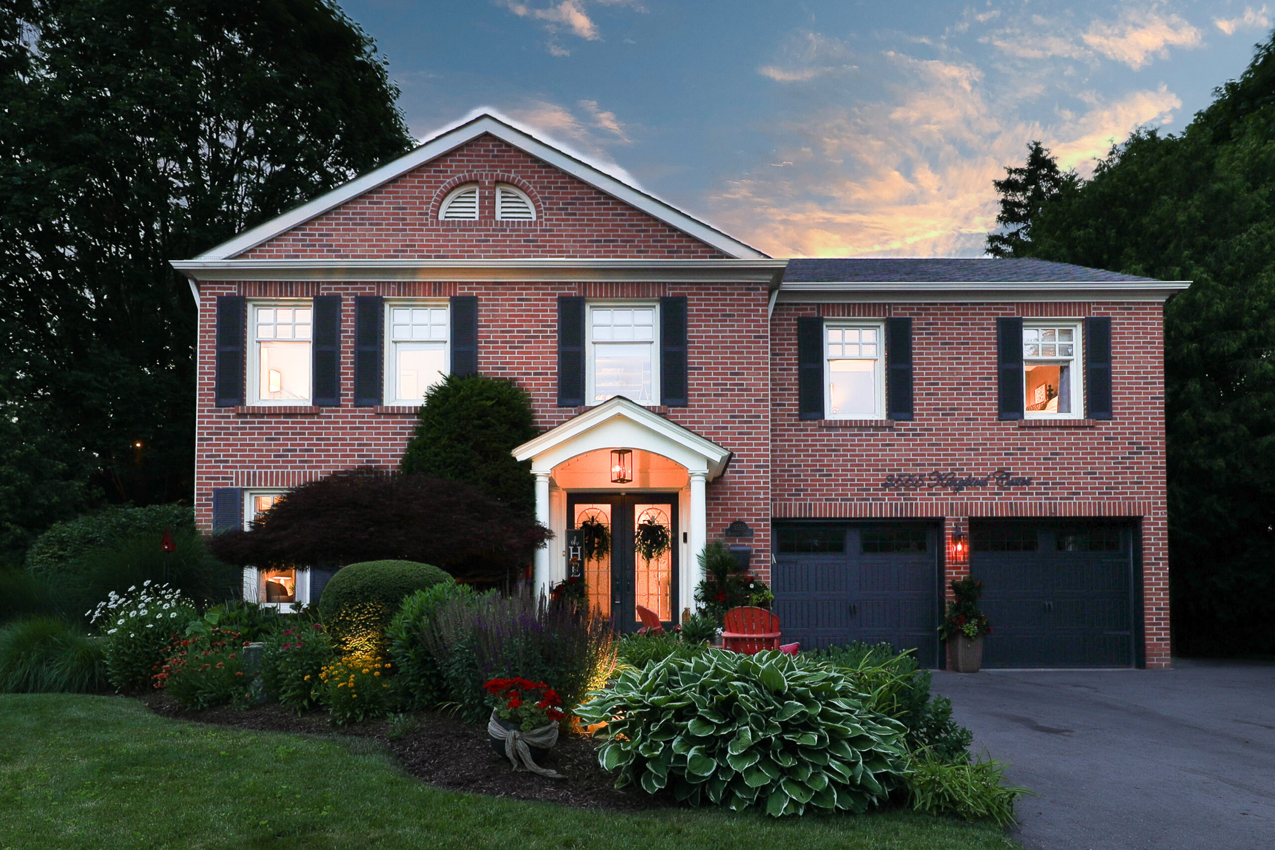 Night photo of front of the house
