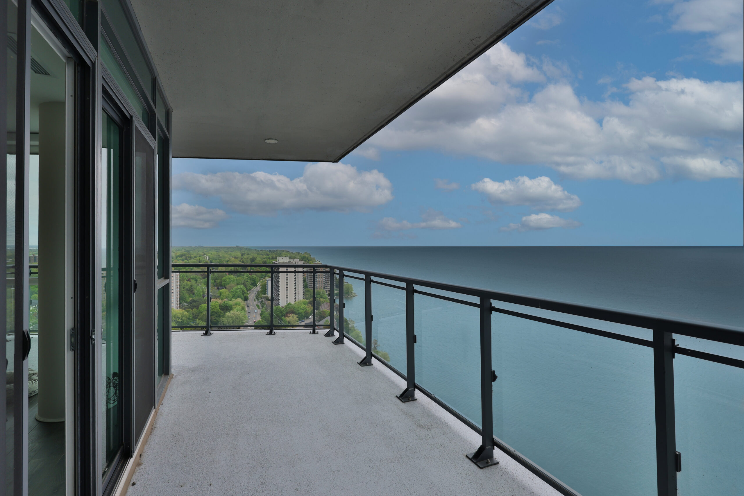 ground and lake views from the wrap around balcony