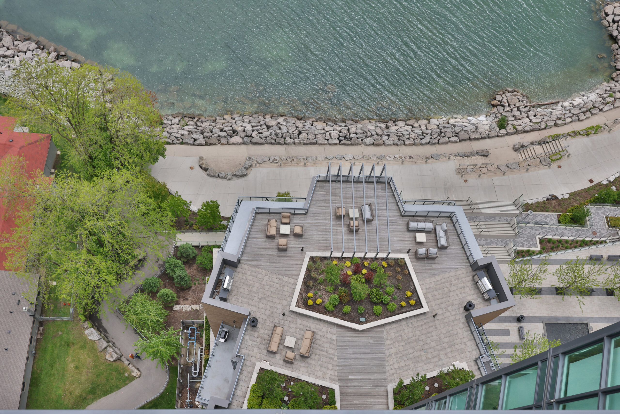 over head view of the patio area