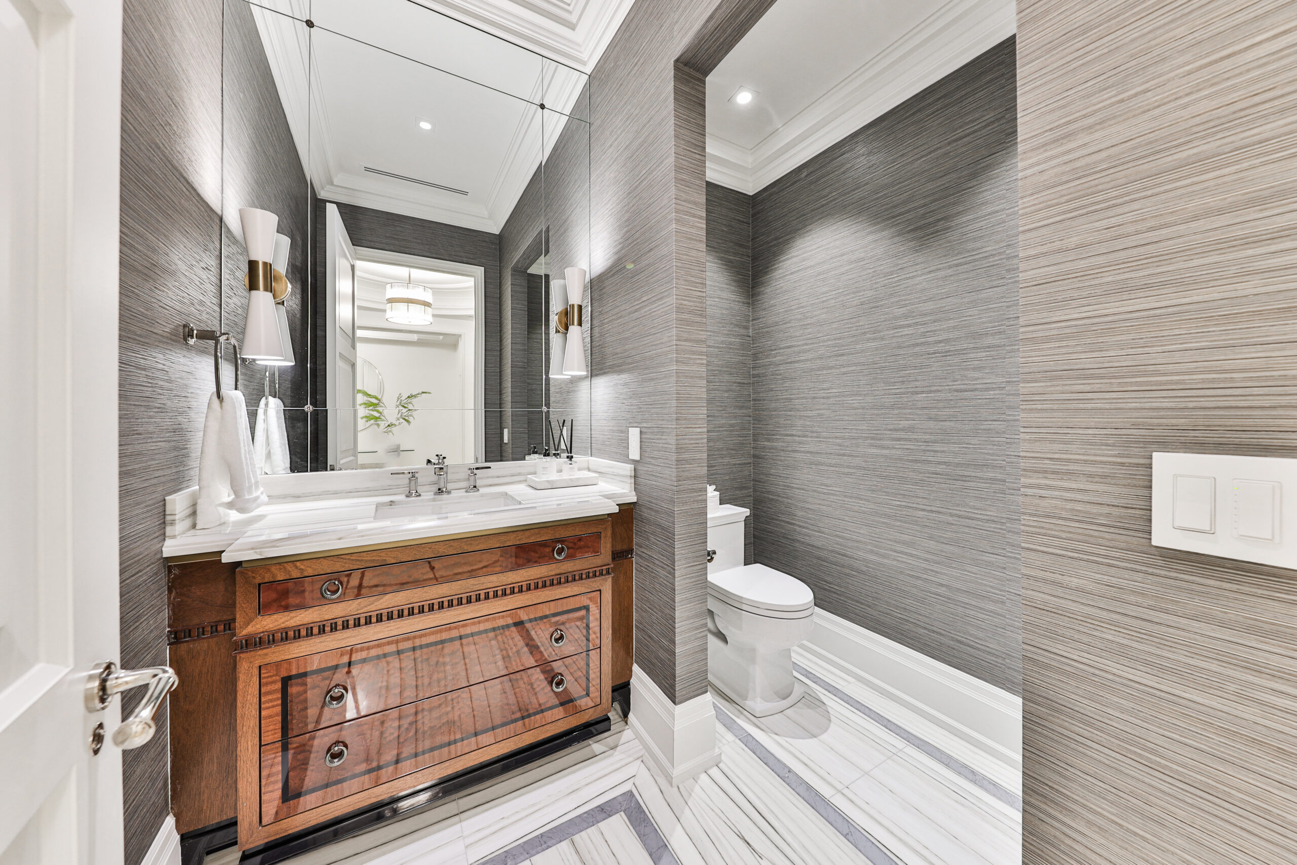 large powder room off the foyer.