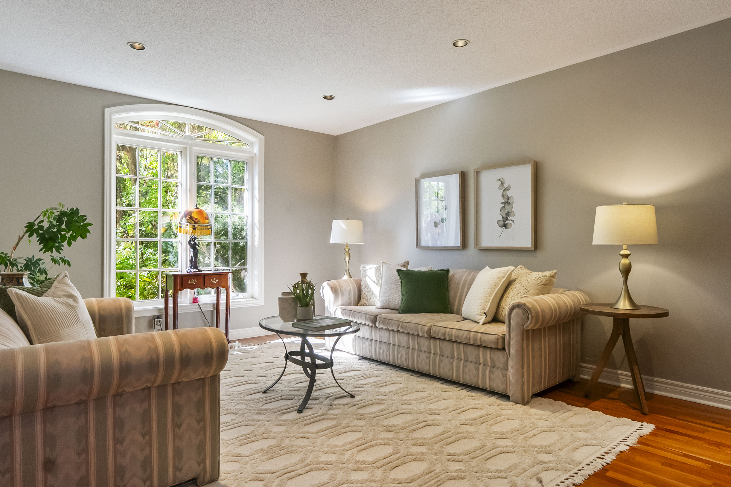 living room with large window