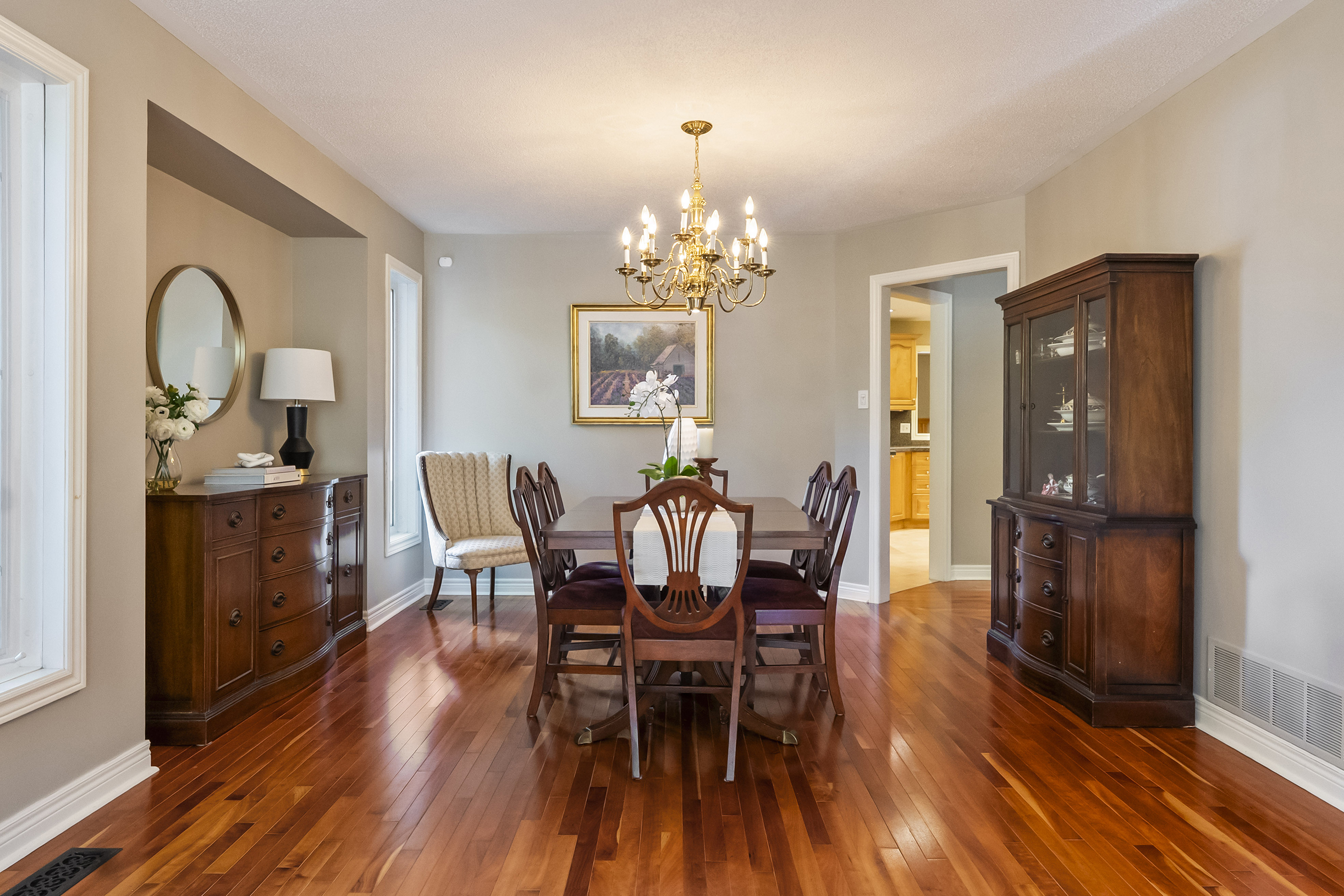 large formal dining room with plenty or seating