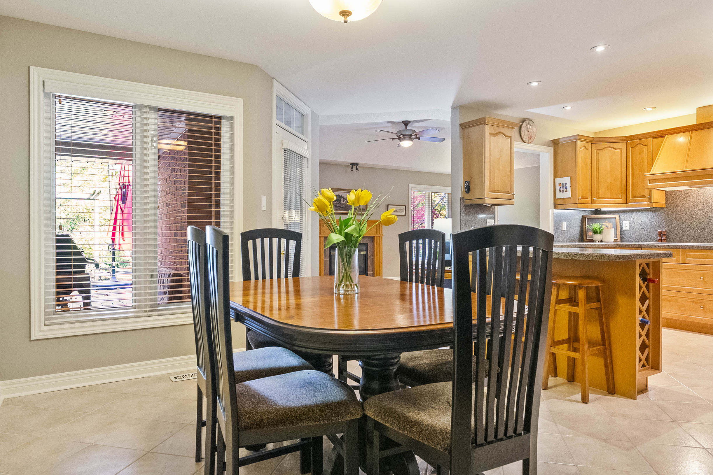 large breakfast area outside of the kitchen