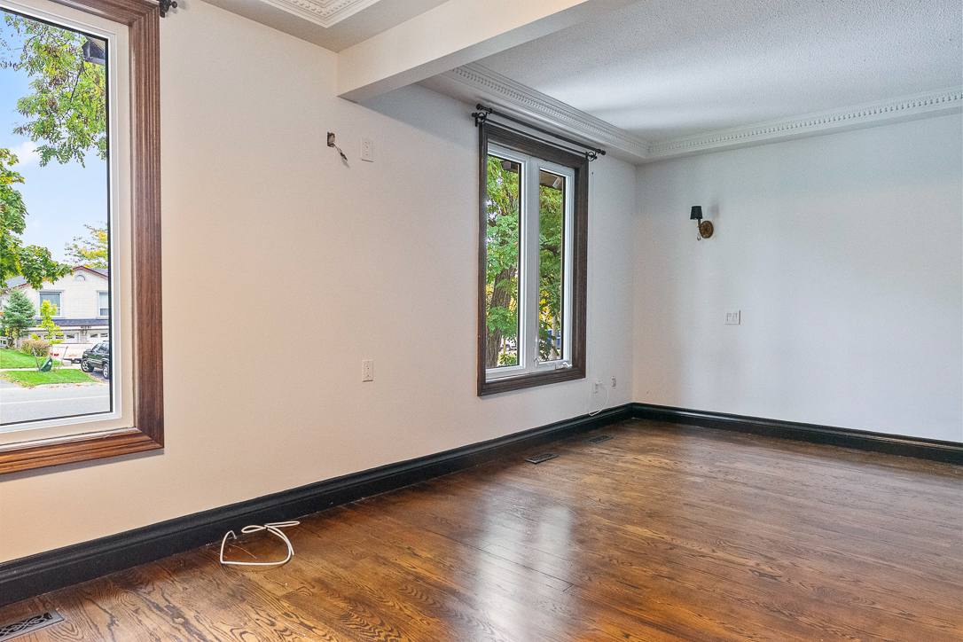 large windows facing the front yard