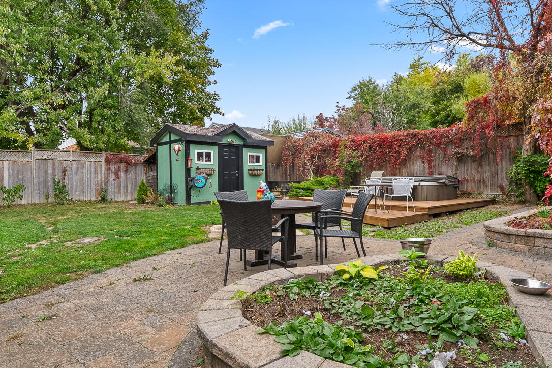 large open backyard with plenty of green space and dining area