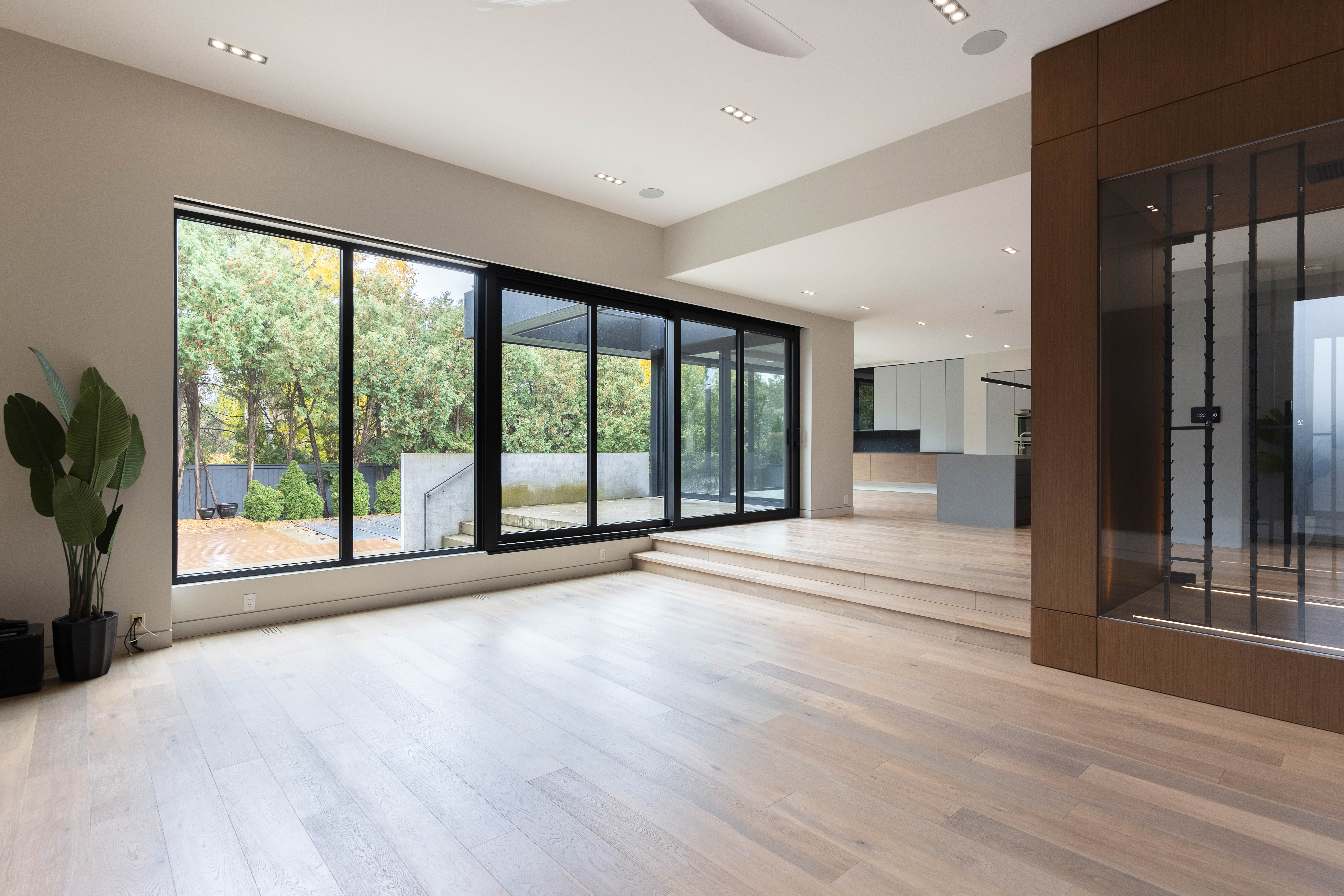 living room with sliding doors to access outdoor patio