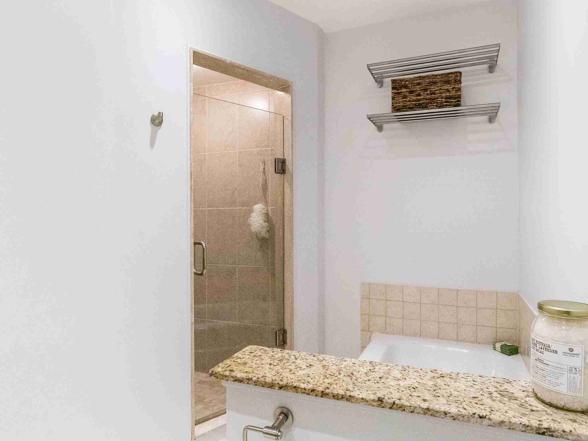 large soaker tub and walk in shower