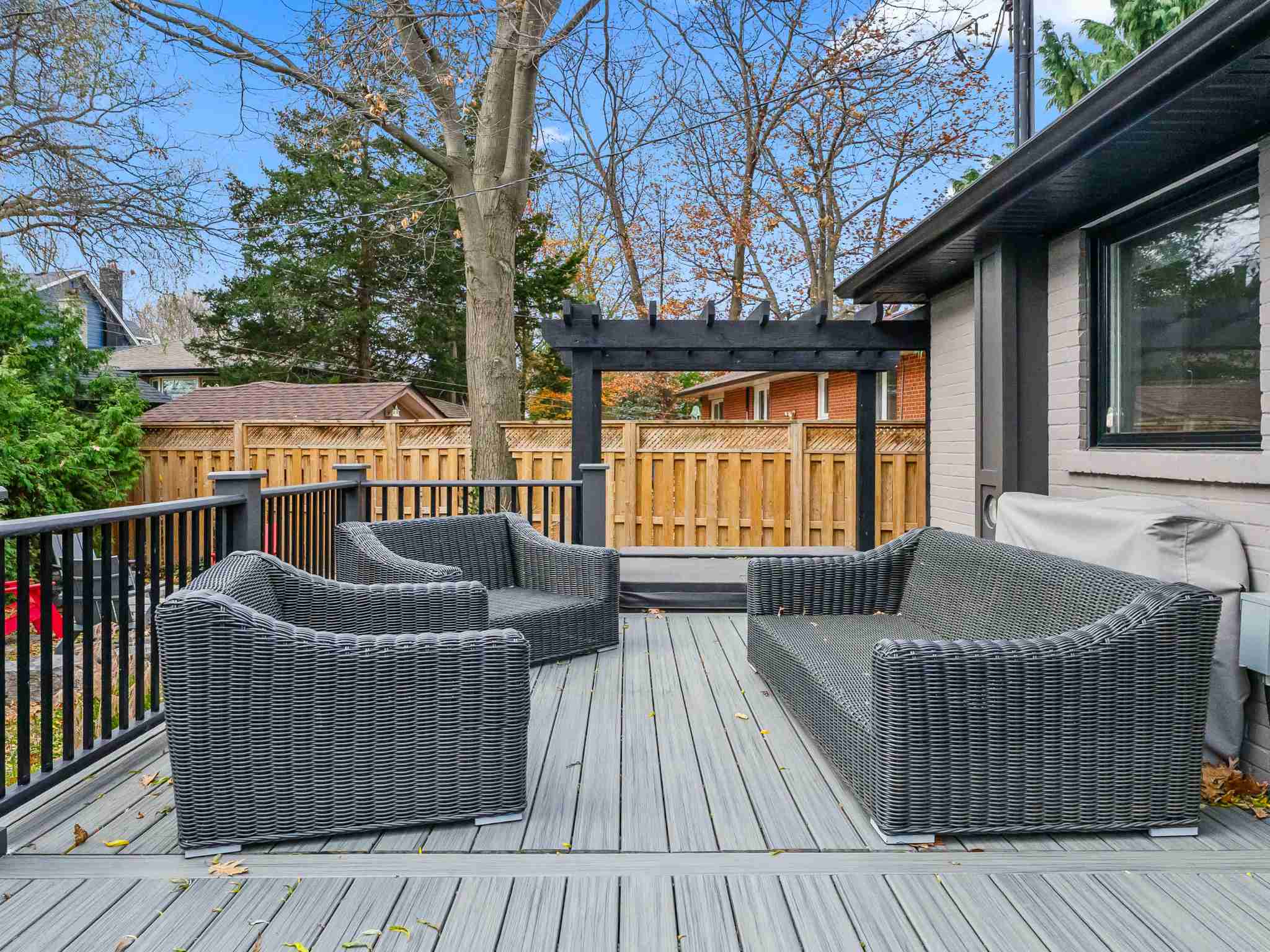 backyard with large custom built deck