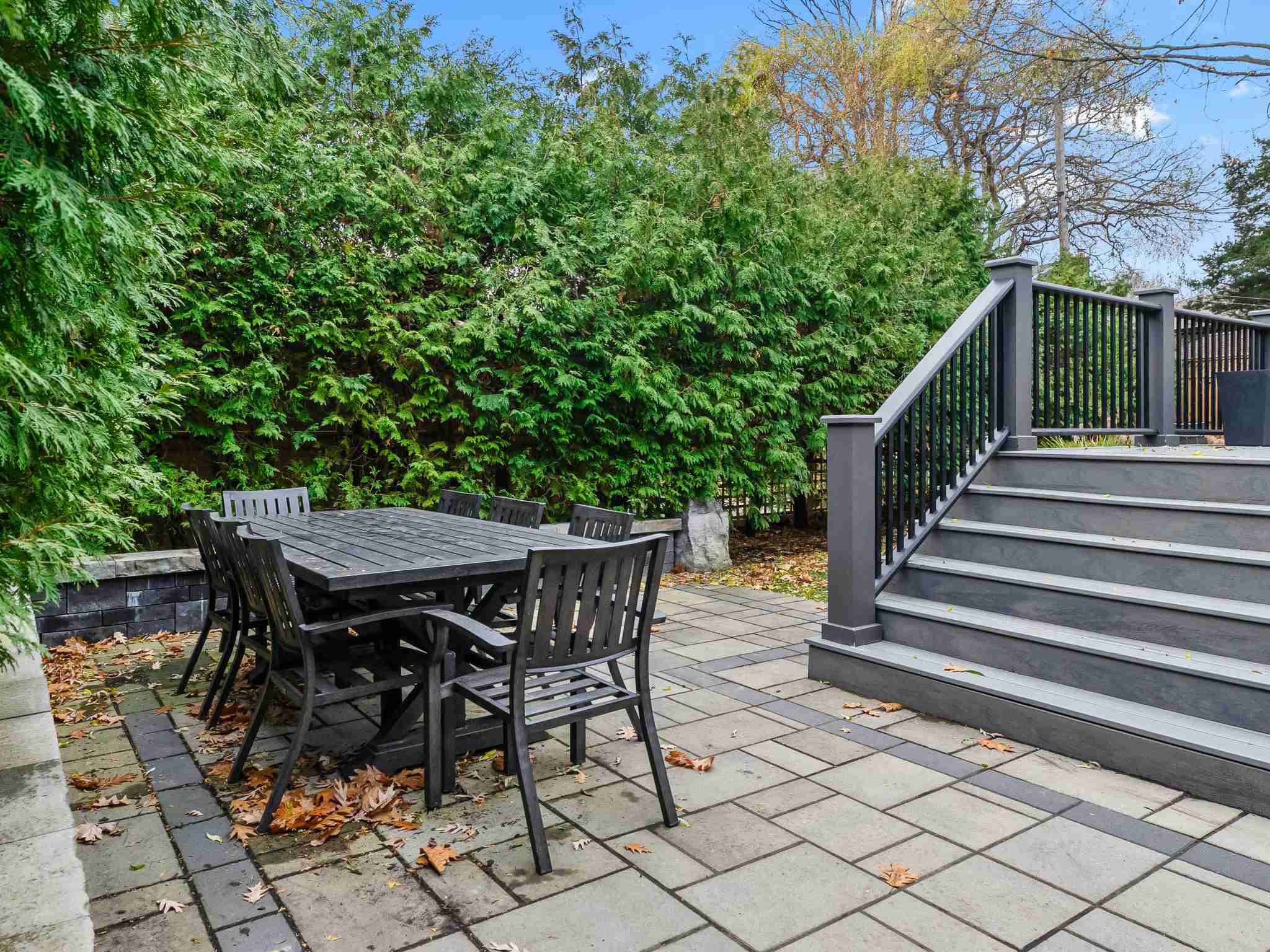 custom stone work and outdoor dining area
