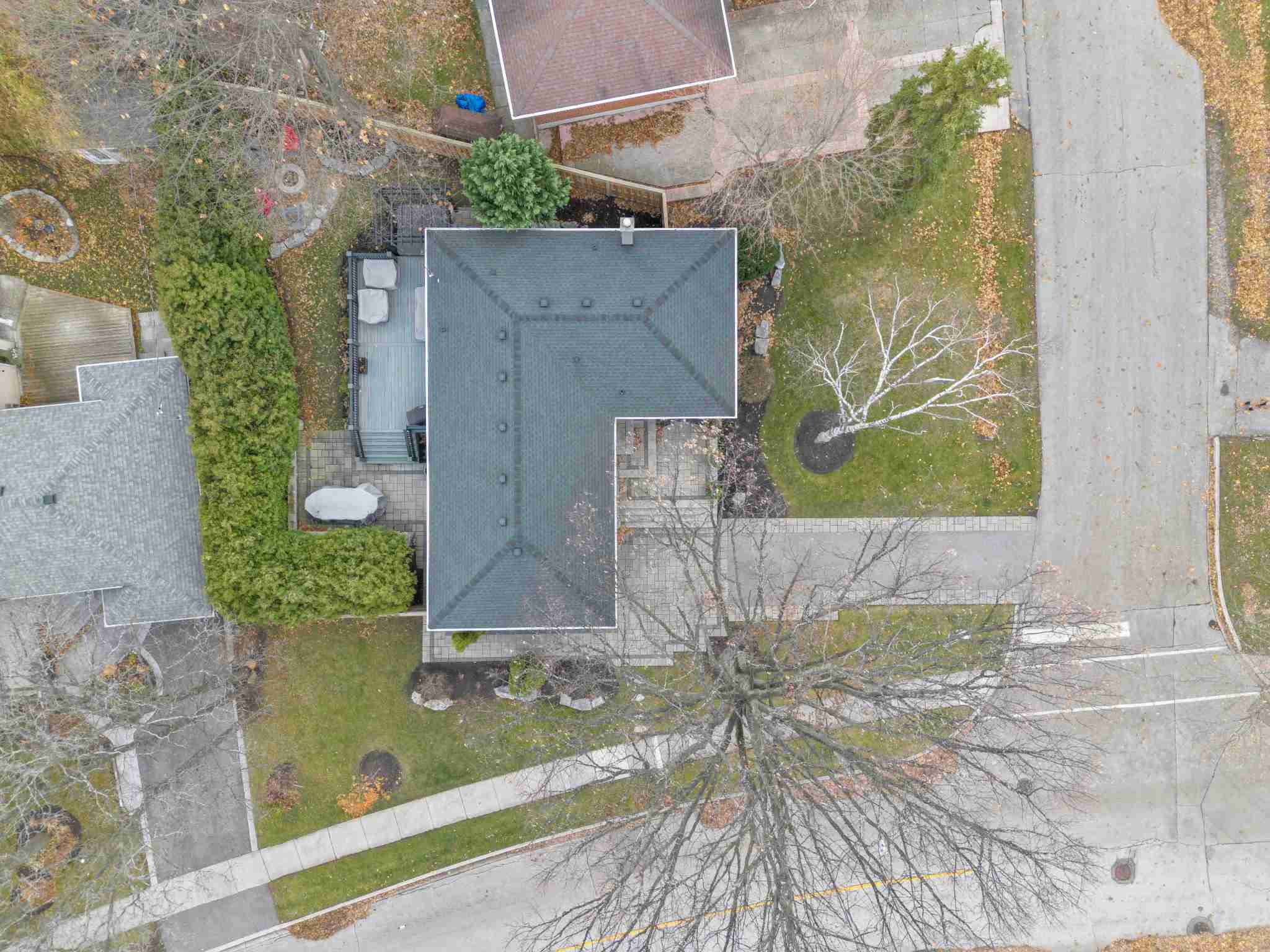 drone shot from above showing property outline