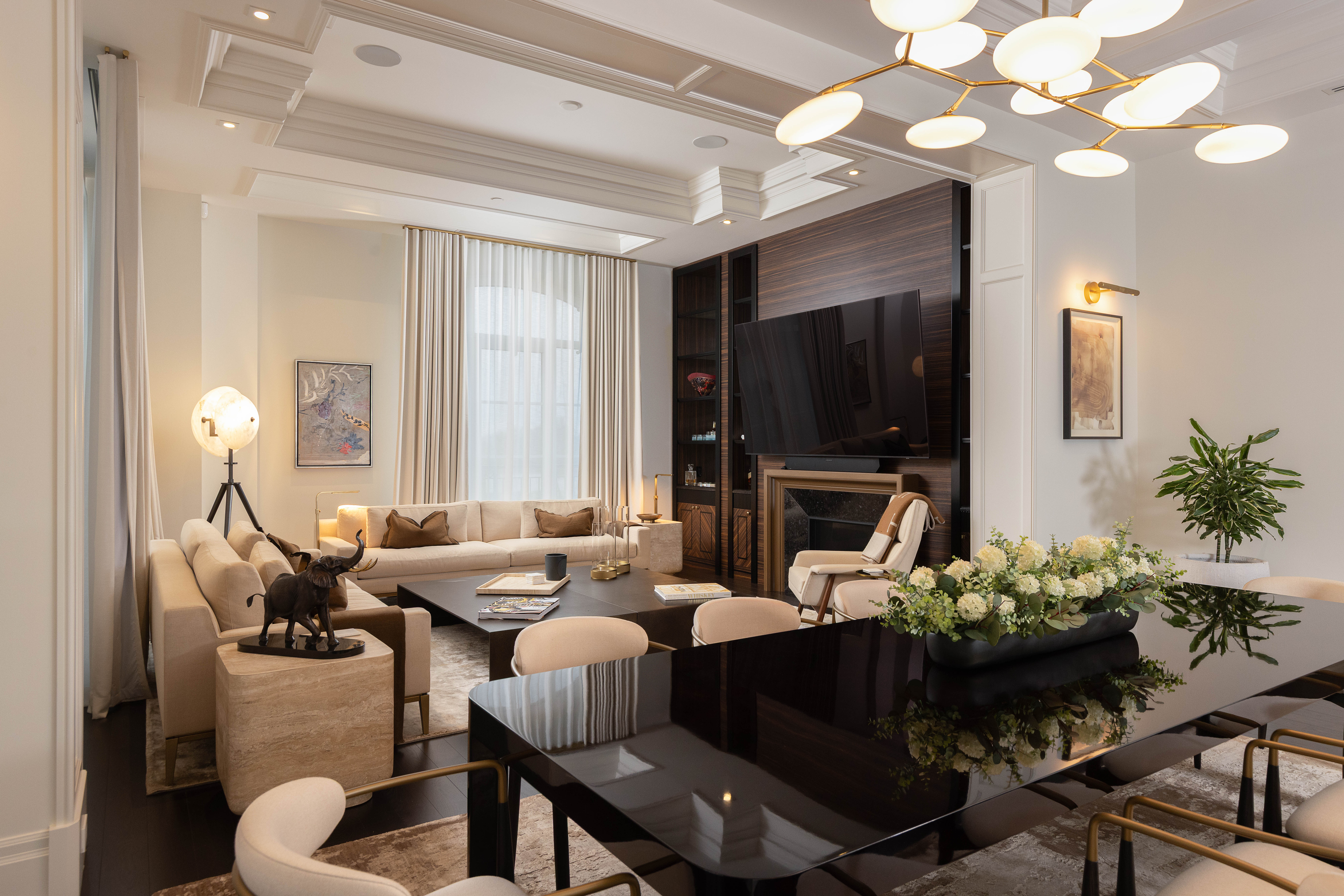 Modern living room with elegant furniture and a grand piano