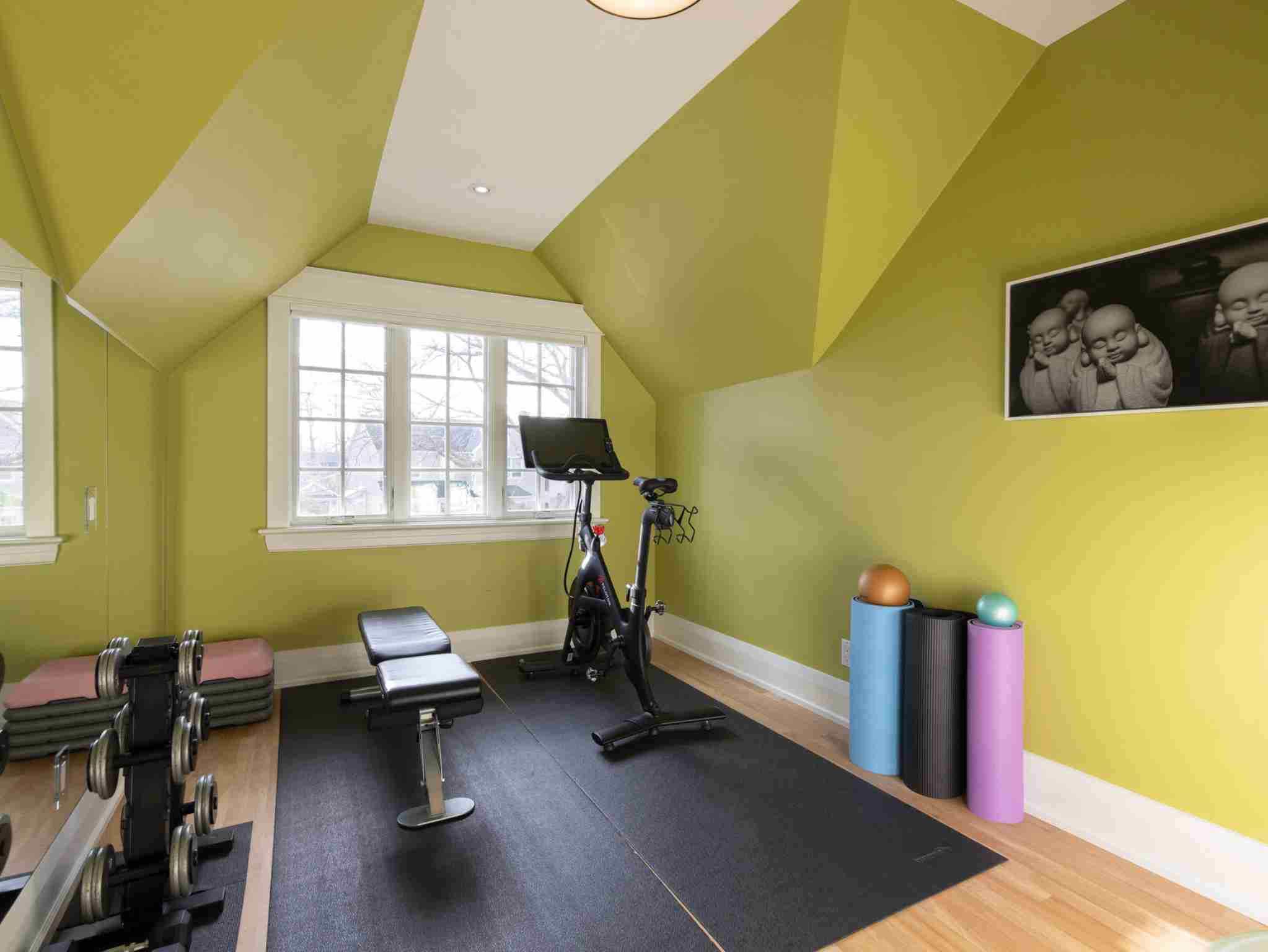 bedroom 4 with vaulted ceilings. currently used as an exercise room