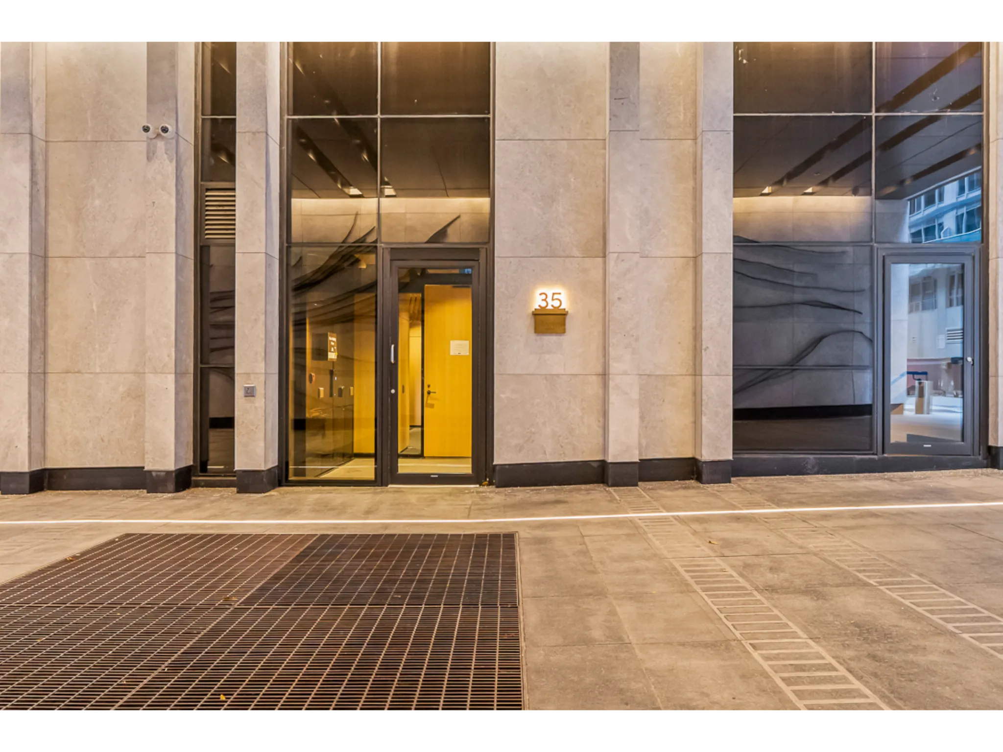 exterior front entrance into the building