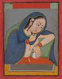 A Lady Drinking -   - Indian Miniature Paintings and Works of Art