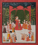 Maharana Ari Singh of Mewar Seated on a Swing -   - Indian Miniature Paintings and Works of Art