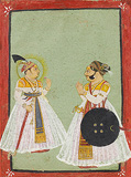 Maharana Raj Singh II with a Visitor -   - Indian Miniature Paintings and Works of Art