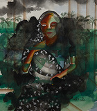 The Black Sari - Bhupen Khakhar - Modern Evening Sale | Mumbai, Live