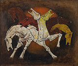 Untitled (Seven Horses) - M F Husain - Modern Evening Sale | Mumbai, Live
