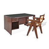 PIGEONHOLE DESK/ OFFICE ARMCHAIR, PIERRE JEANNERET AND LE CORBUSIER -   - The Design Sale