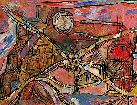 Untitled (Landscape with Moon and Trees)