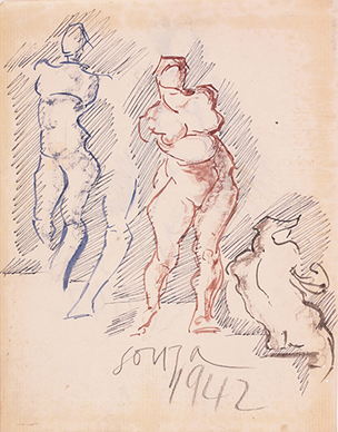 Untitled (Three Figures) recto; Untitled (Nude) verso